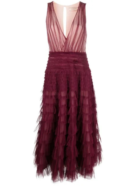 TWINSET Tulle Ruffled midi-gown - Farfetch | Farfetch Global