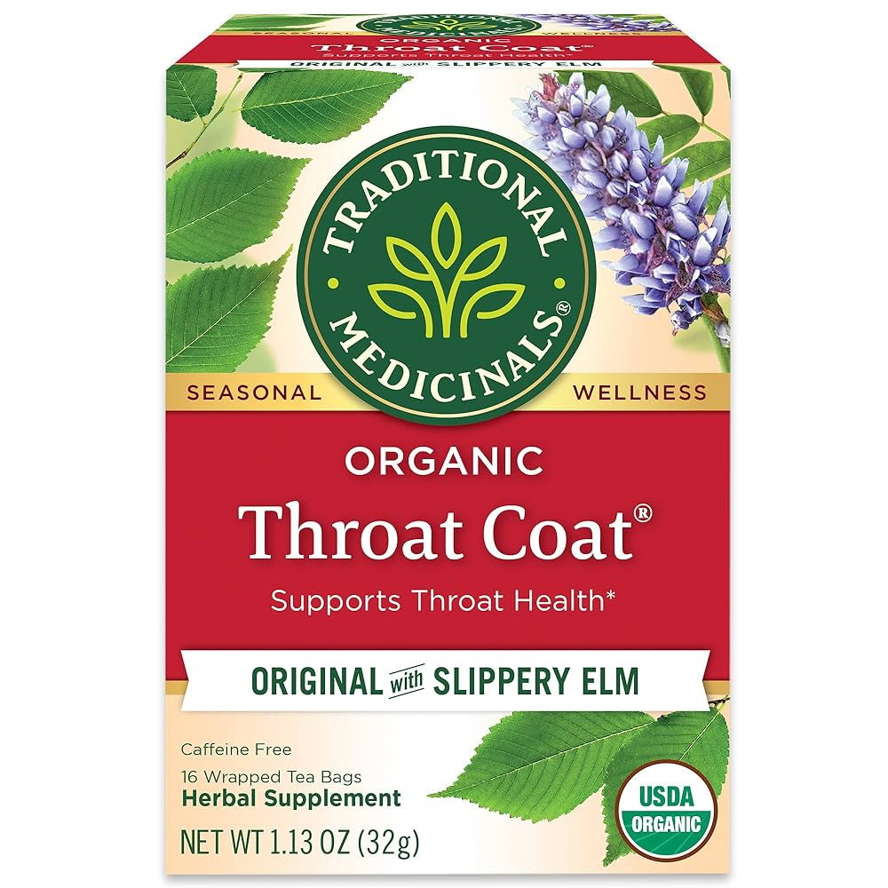 Traditional Medicinals Tea, Organic Throat Coat, Supports Throat Health, 16 Tea Bags | Amazon (US)