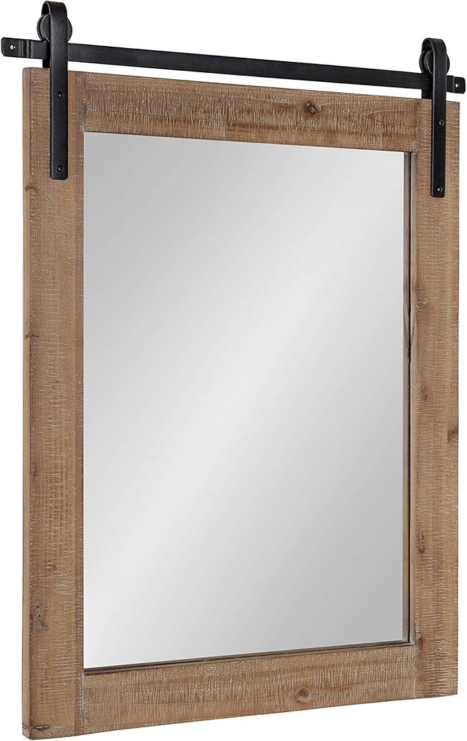 Kate and Laurel Cates Rustic Wall Mirror, 22" x 30" Rustic Brown, Farmhouse Barn Door-Inspired Wa... | Amazon (US)