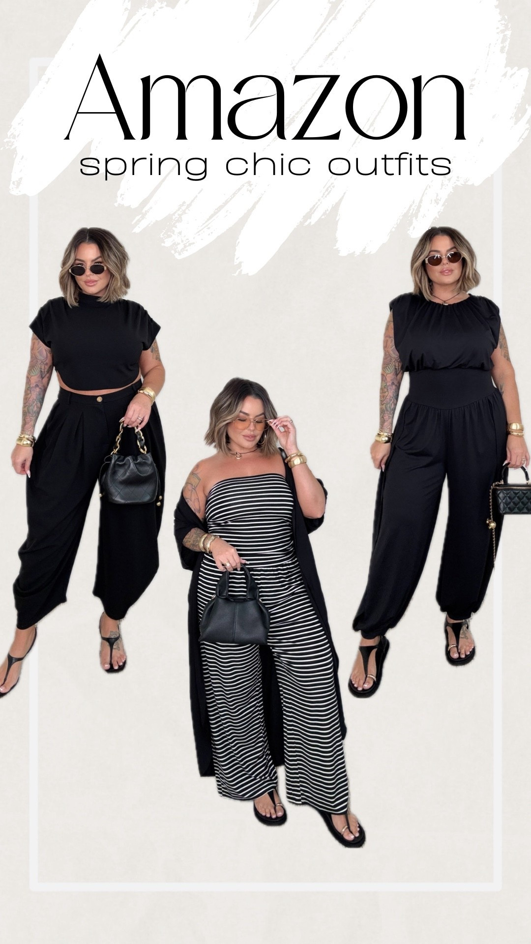 All size xl 

Amazon spring chic outfits you can actually wear on repeat 🤍

These are my go-to elevated basics that make getting dressed EASY — comfy, flattering, and perfect for everyday or dressing up.

Everything is true to size (wearing XL) and super versatile to mix + match for multiple looks.

Outfit details:
• Black set = effortless + chic (perfect for travel or dinner)
• Striped set = flattering + lightweight
• Wide leg pants = comfy but still put together

If you’re midsize and want easy outfits that feel confident but still casual… this is IT 🙌

Shop everything linked here 👇




#LTKmidsize #LTKstyle #LTKfinds #LTKspring #AmazonFashion #AmazonFinds #AmazonStyle #MidsizeStyle #MidsizeFashion #CurvyStyle #EverydayOutfits #SpringOutfits #CasualChic #OutfitInspo #NeutralOutfits

#LTKMidsize #LTKootd