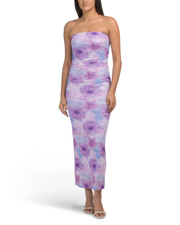 Abstract Floral Mesh Maxi Tube Dress | Marshalls