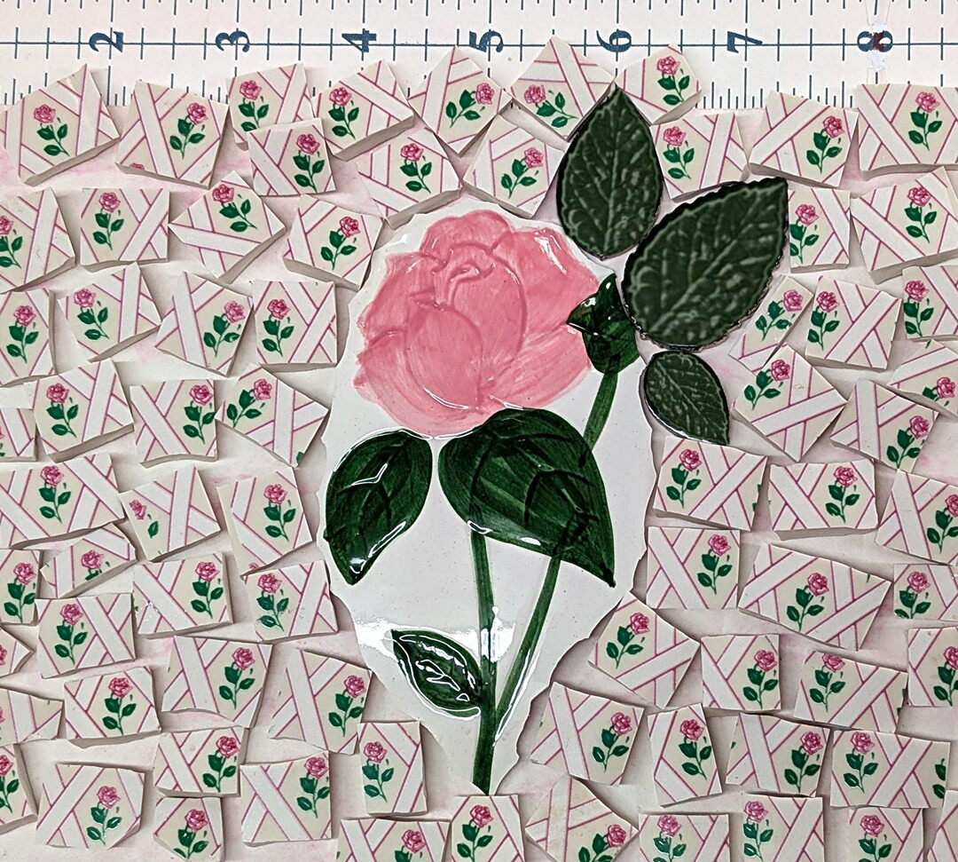 Shabby Chic Rose Mosaic Tile Set – Vintage-Inspired Elegance - Hand cut broken China Mosaic Til... | Etsy (Global)