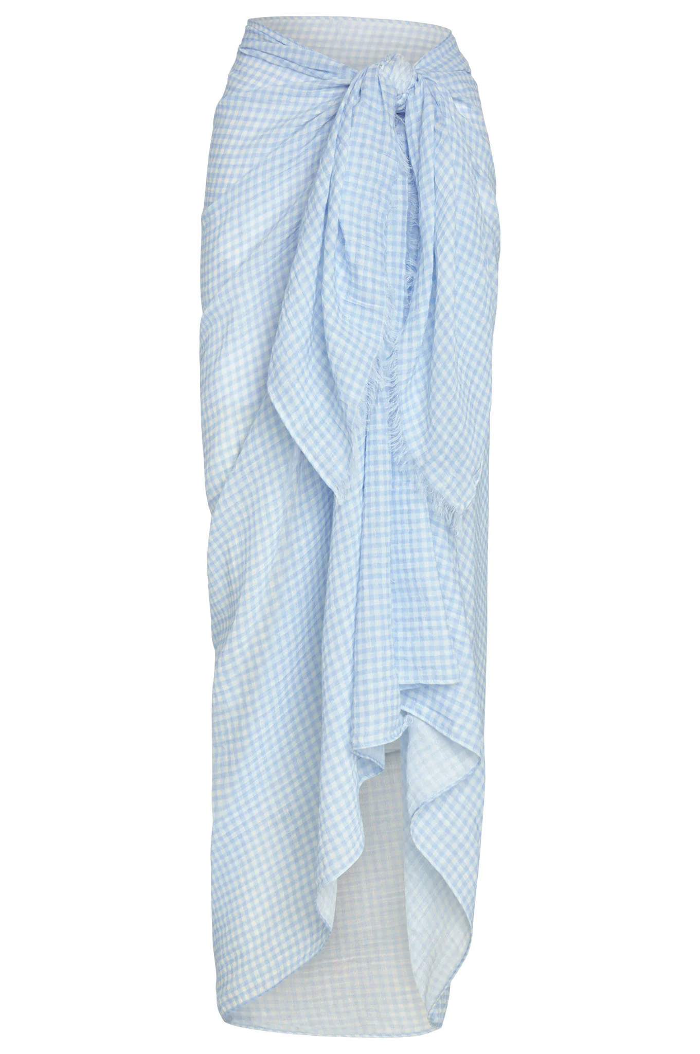 St. Tropez Sarong - Sky Gingham Crinkle Linen | Monday Swimwear