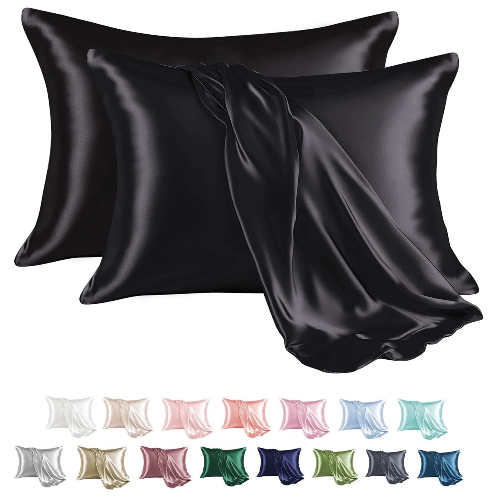 MR&HM Satin Pillow Case, 2 Pack Satin Queen Silky Pillowcase for Hair and Skin, Satin Pillowcase ... | Walmart (US)