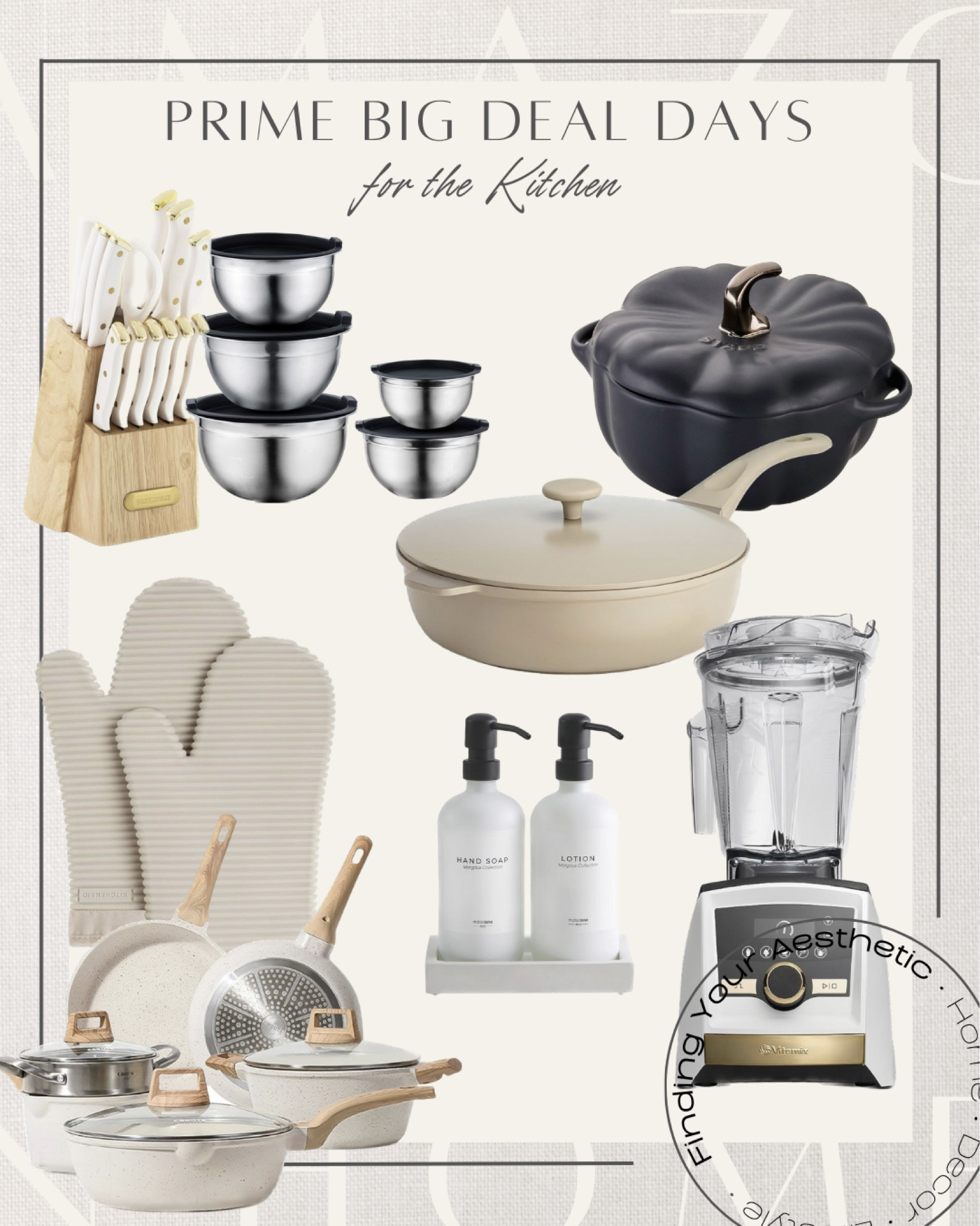 Amazon Prime Big Deal Days - deals for the kitchen

Neutral cookware, viral cookware, affordable cookware set, kitchenaid gadgets, oven mits, Vitamix blender, aesthetic soap dispenser, stoneware dish, pumpkin baking dish, mixing bowl set, knife set, kitchen storage, kitchen gadgets, Amazon kitchen finds, found it on Amazon, Amazon home, Amazon best seller

#LTKhome #LTKfamily #LTKxPrime