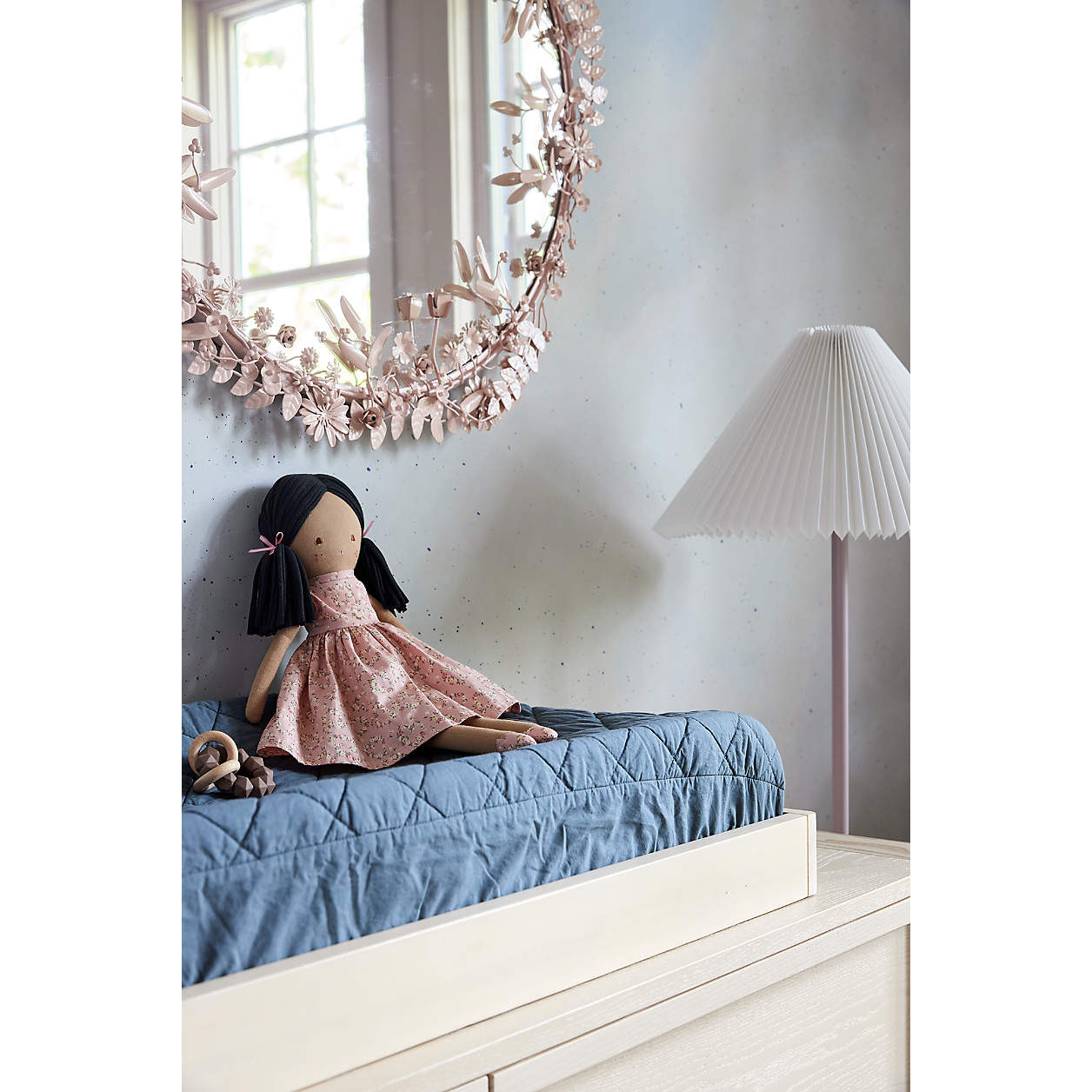 Flower Crown Pink Metal 30" Round Wall Mirror + Reviews | Crate & Kids | Crate & Barrel