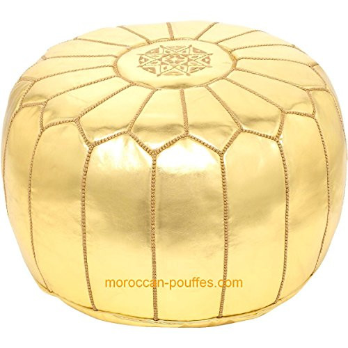 moroccan poufs leather luxury ottomans footstools gold unstuffed | Amazon (US)