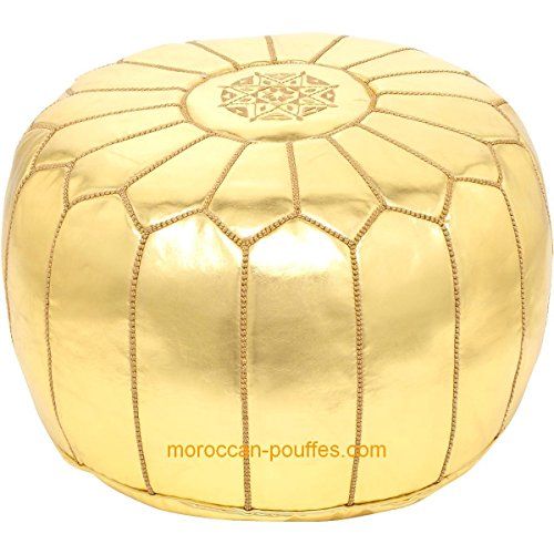 moroccan poufs leather luxury ottomans footstools gold unstuffed | Amazon (US)