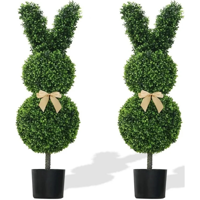 Easter Rabbit Shaped Topiary Trees – Set of 2 – 3ft High Easter Artificial Boxwood – Swayin... | Walmart (US)