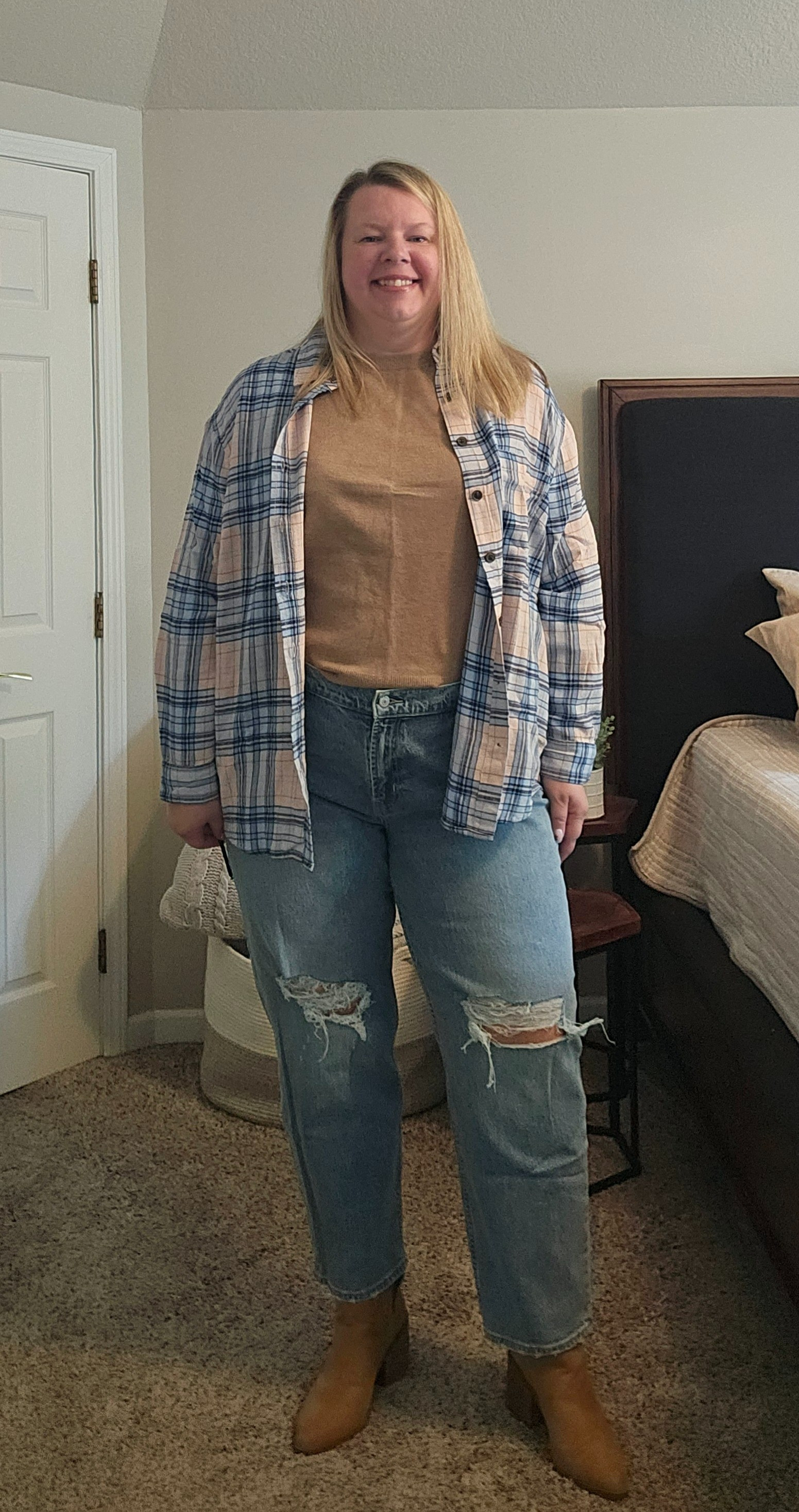 Flannel xxlSweater tank xxlDenim 18Boots Size 11Fall fashion. Fall looks. 

#LTKFindsUnder100 #LTKMidsize #LTKOver40