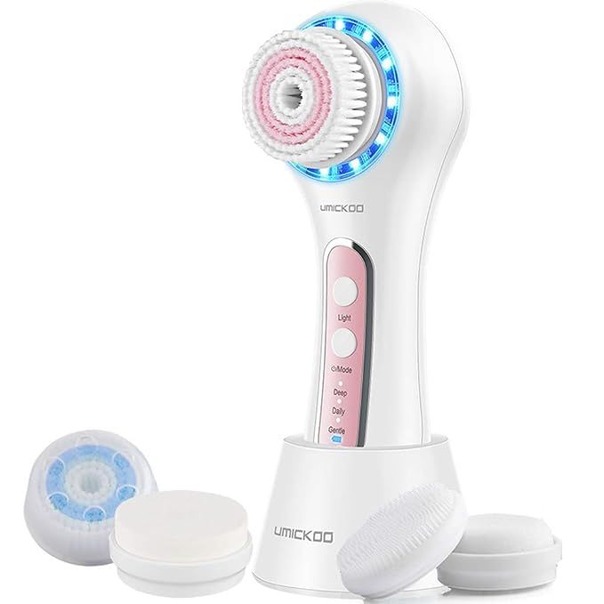 UMICKOO Facial Cleansing Brush,Red & Blue LED Light Skin Care Device,Rechargeable IPX7 Waterproof... | Amazon (US)