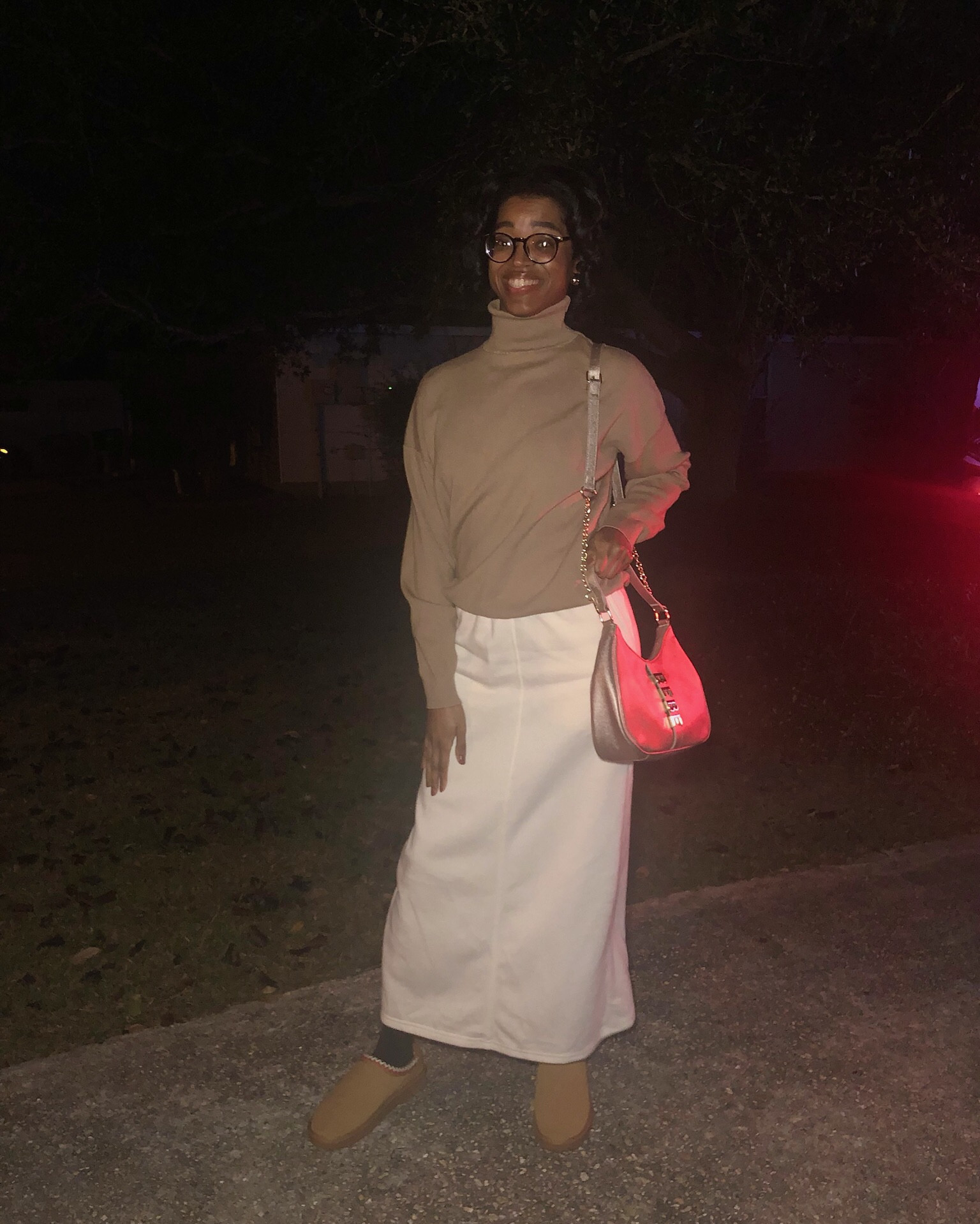 Thanksgiving ‘25 🍁🦃💕

Turtleneck: Fashion Nova + Dirt Cheap 
Sweatskirt: Forever 21
Gold Emmett Hobo Bag: Bebe 
Goldtone Chunky Snap Hoop Earrings: Time and Tru + Walmart 
Keto Cozy Slippers: Cushionaire + TJ Maxx
Brown Tights: A New Day + Target


#LTKHoliday #LTKootd #LTKTall