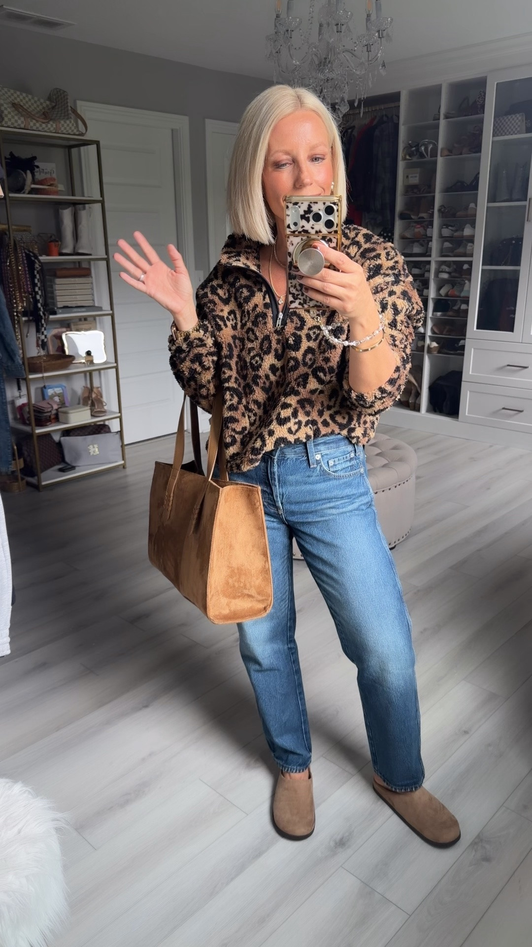 Top medium
Jeans sized down to a 2 regular length (run big)

#LTKSaleAlert #LTKootd #LTKmomlife