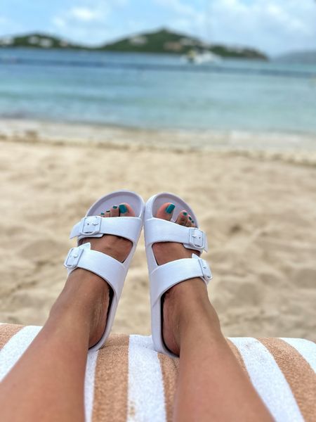 Beach day with these Women's Neida EVA Two Band Footbed Slide Sandals - Shade & Shore™ in white.
#slides #sandals #beachday #target #virginislands #travelphotography 

#LTKShoeCrush