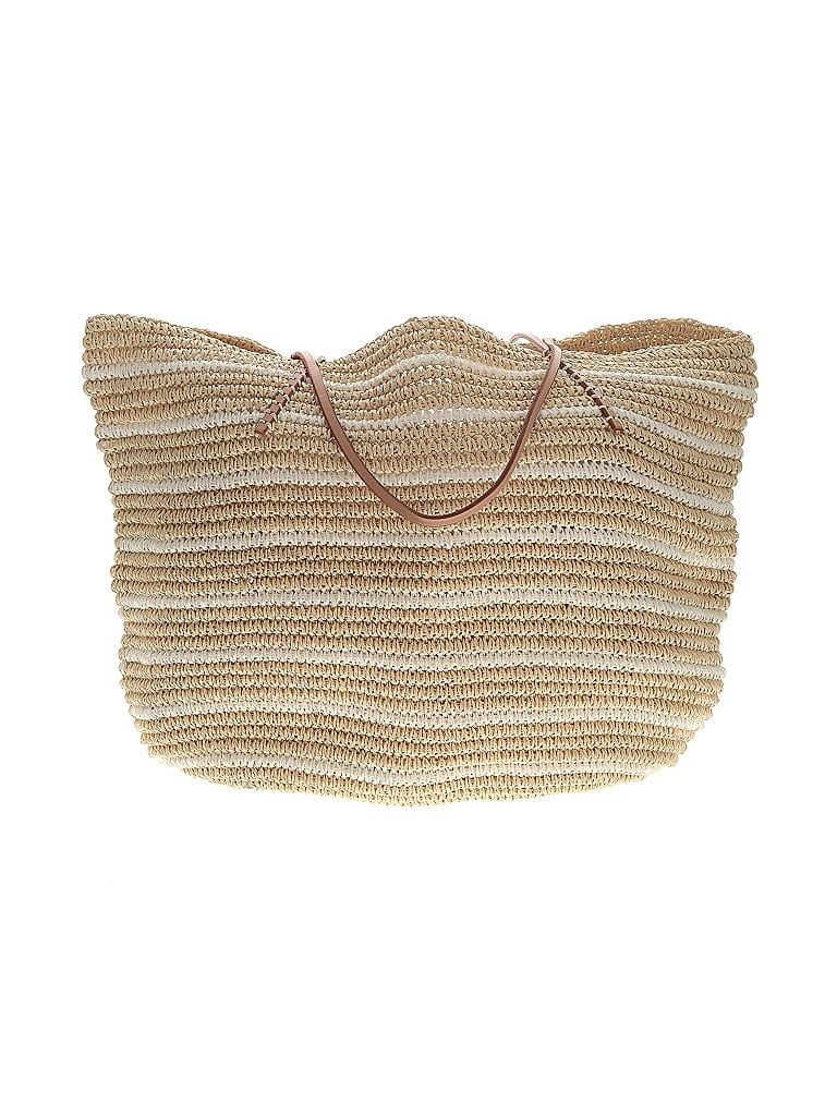 Hat Attack 100% Straw Stripes Tan Gold Tote One Size - 68% off | thredUP