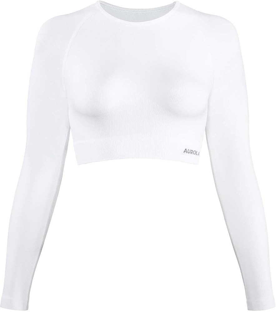 AUROLA Serpent Snake Long Sleeve Shirts for Women, Seamless Workout Crop Tops Crew Neck Cropped T... | Amazon (US)
