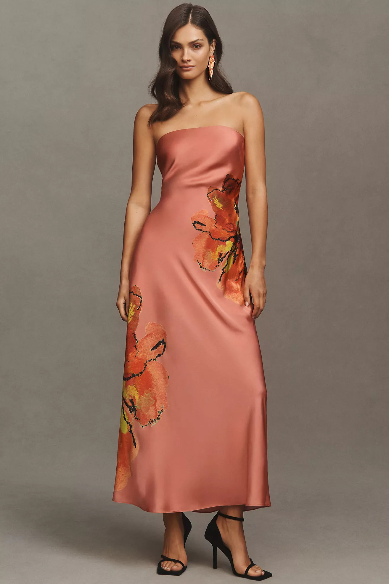 Hutch Strapless Column Satin Maxi Dress | Anthropologie (US)