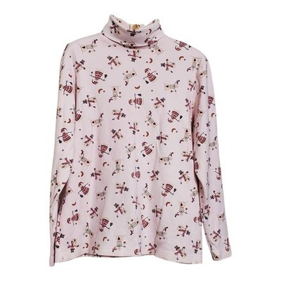 Vtg 90s Croft Barrow Women M Turtleneck Top Snowman Holiday Christmas Pink Tint | eBay US