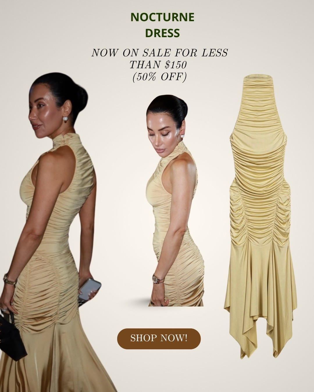 This Nocturne dress is now 50% OFF and under $150. The ruching, high neckline + flattering silhouette make it such a standout for fall events. Or shop similar styles. All on sale. 
Runs small. Size 1 up

#LTKSaleAlert #LTKWedding #LTKOver40