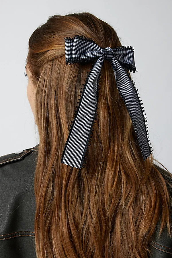 Gingham Hair Bow Barrette | Urban Outfitters (US and RoW)