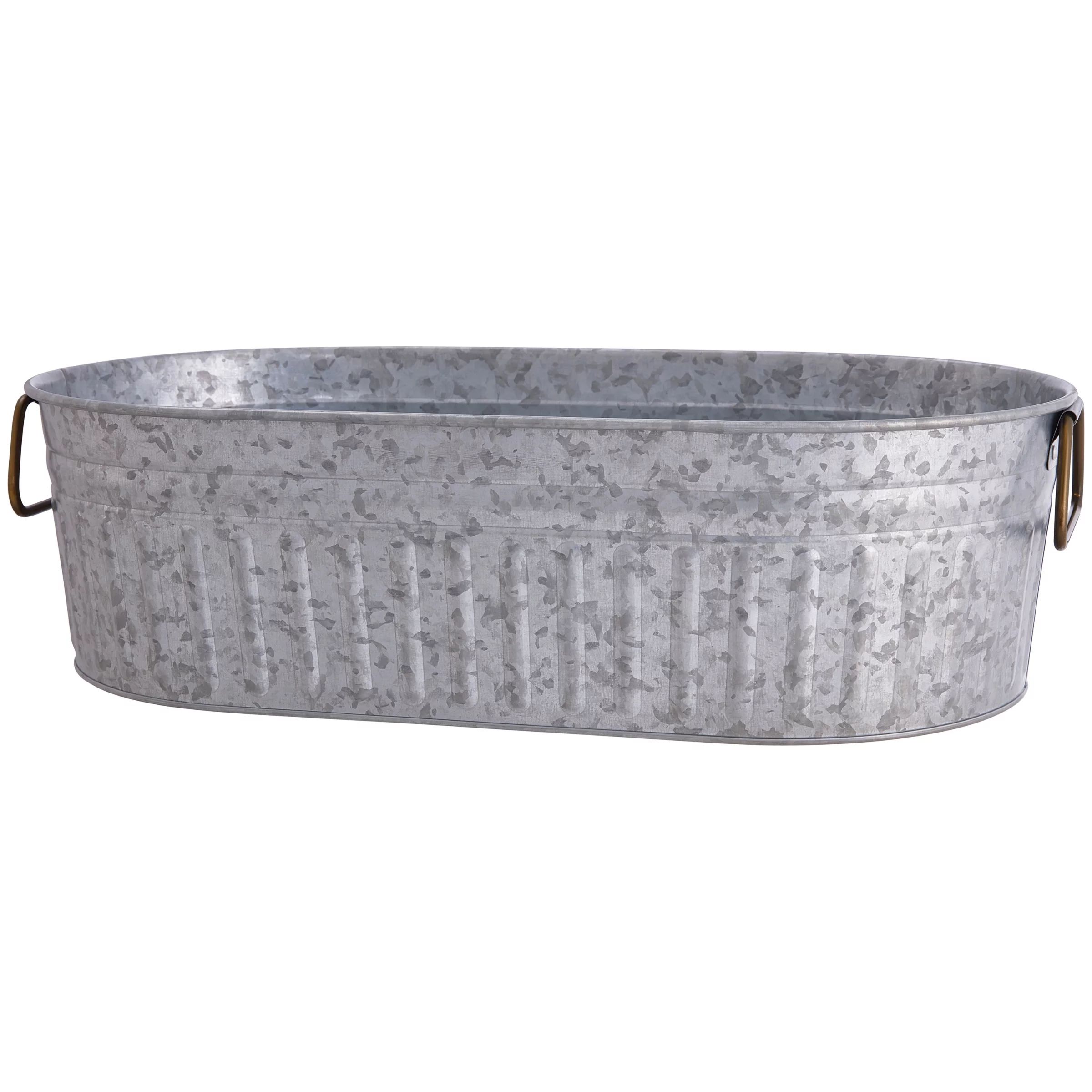 Better Homes & Gardens Galvanized Oval Tub, 20.27" L x 11.22" W | Walmart (US)