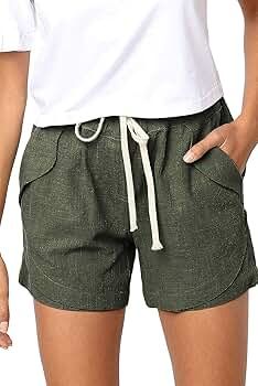 Women Comfy Drawstring Casual Elastic Waist Pure Color Shorts Summer Beach Lightweight Short Pant... | Amazon (US)