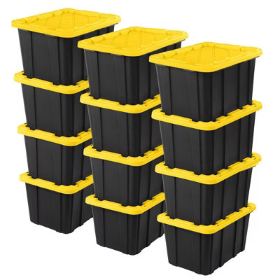 Sterilite 27 Gallon Industrial Stackable Storage Tote Lidded Containers, 12 Pack | Target