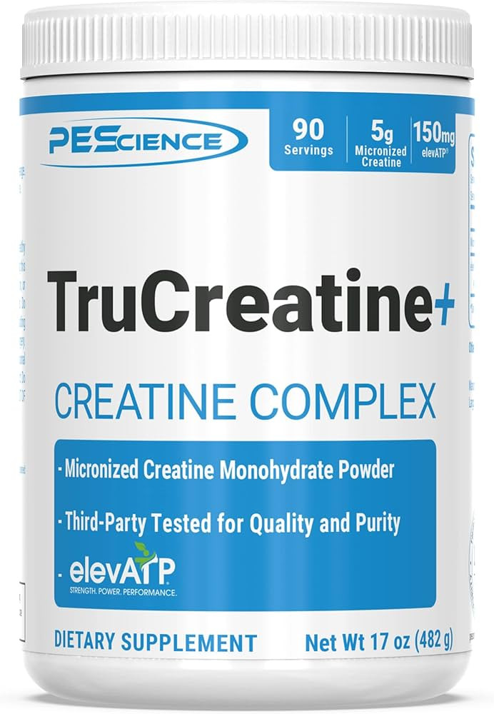 PEScience TruCreatine+, Pure Creatine Monohydrate and ElevATP Powder, 90 Servings | Amazon (US)