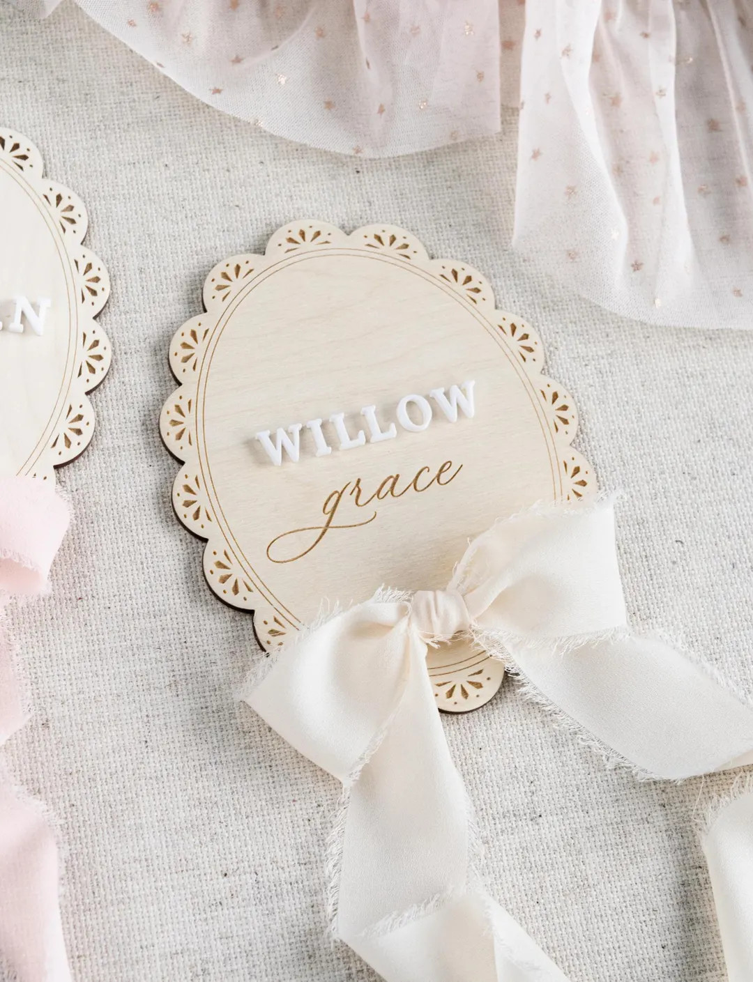 Scallop Lace Milestone Markers, Hospital Name Announcement Sign, Bow Baby Shower, Girl Hello Worl... | Etsy (US)