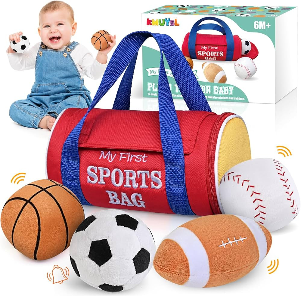 KMUYSL Baby Toys 0-12 Months, My First Sports Bag Plush Toy - 4 Sensory Balls Soft Toys with Crin... | Amazon (US)