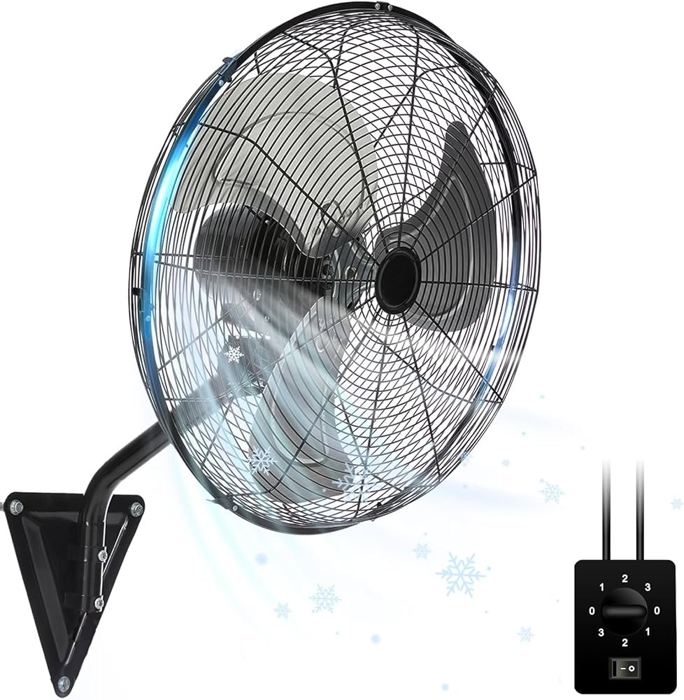 18In Wall Mount Fan, 120° Oscillating Fan and High Velocity 3-Speed Wall Fan, 5500 CFM Industria... | Amazon (US)
