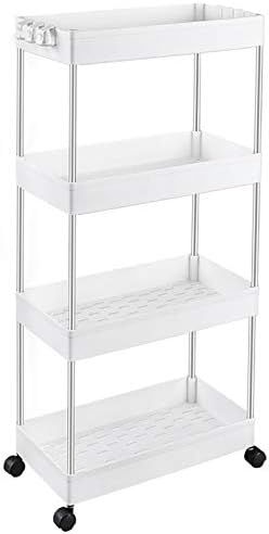 SPACEKEEPER Storage Cart, 4-Tier Mobile Shelving Unit, Bathroom Rolling Cart Utility Storage Orga... | Amazon (US)