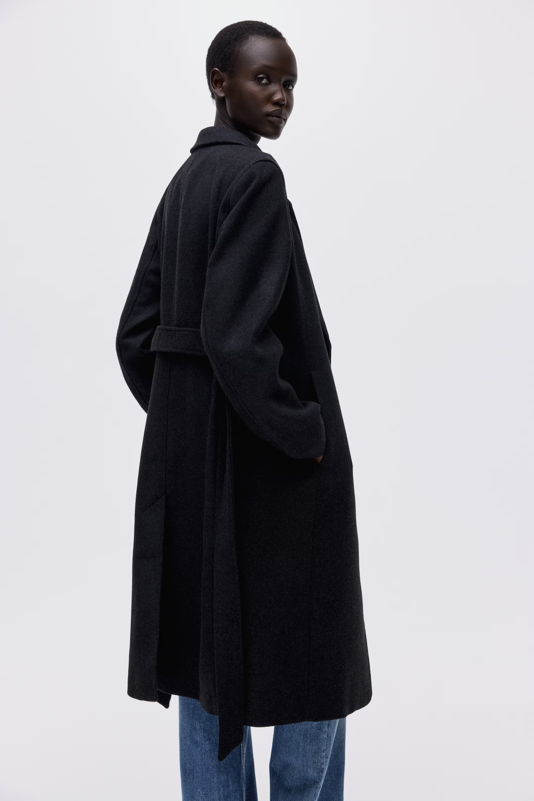 Tie-belt coat - Black - Ladies | H&M GB | H&M (UK, MY, IN, SG, PH, TW, HK)
