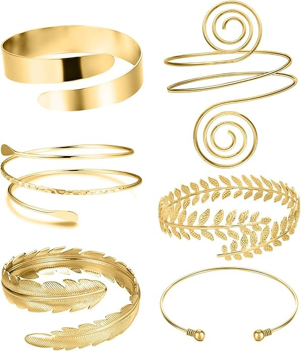 RIOSO 6 Pieces Arm Cuff Upper Arm Band Cuff Bracelet Bangle for Women Adjustable Armband Set | Amazon (US)