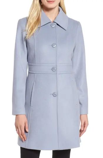 Petite Women's Kristen Blake Wool Blend Walking Coat, Size 10P - Blue | Nordstrom