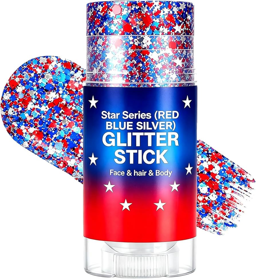4th of July Glitter Stick,Red White and Blue Glitter Sticks,Patriotic Glitter Stick,Face and Hair... | Amazon (US)