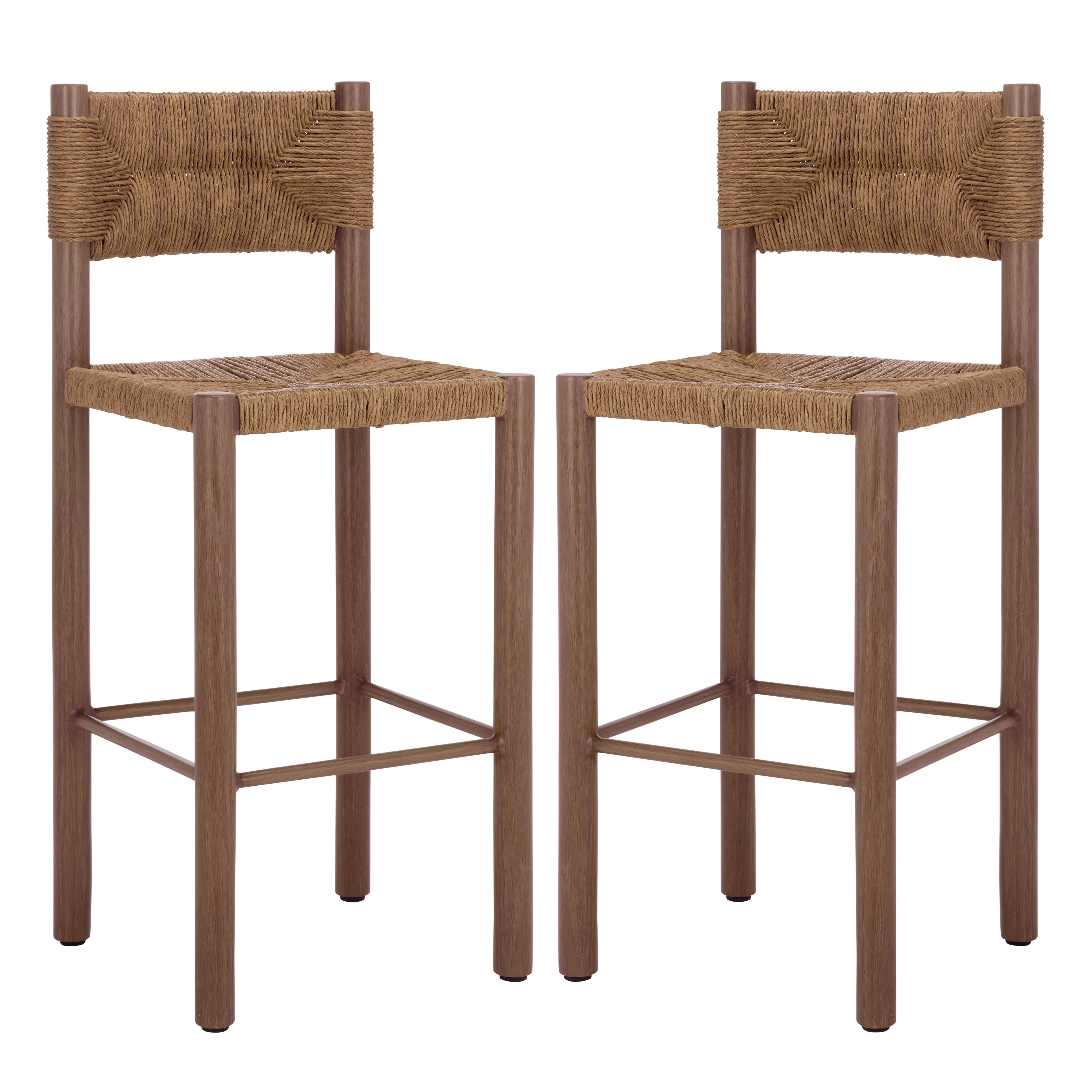 Indie Rattan Weaving Outdoor Barstool (Set of 2) | Wayfair North America