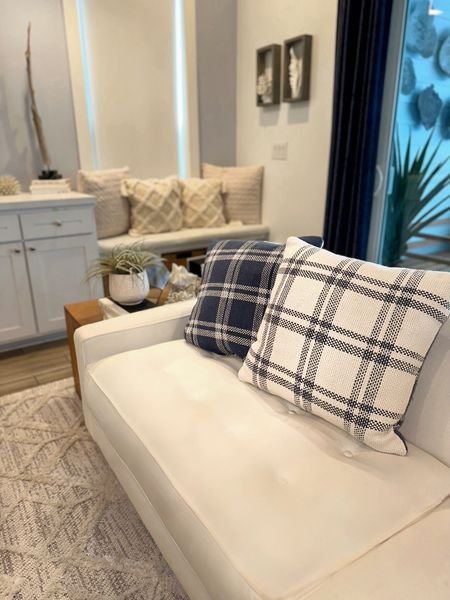 #walmartpartner Getting my home ready for the upcoming season and I couldn't be happier with the transformation! 😍 These blue and white pillows from @walmart have definitely elevated the cozy vibes of my living room. Stay tuned for more glimpses of my seasonal home decor! ❤️ #walmarthome #WALMART #IYWYK 