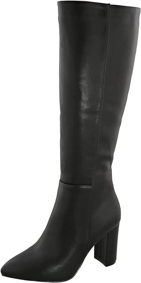 Womens Classic Tall Knee High Block Heel Fashion Boots | Amazon (US)