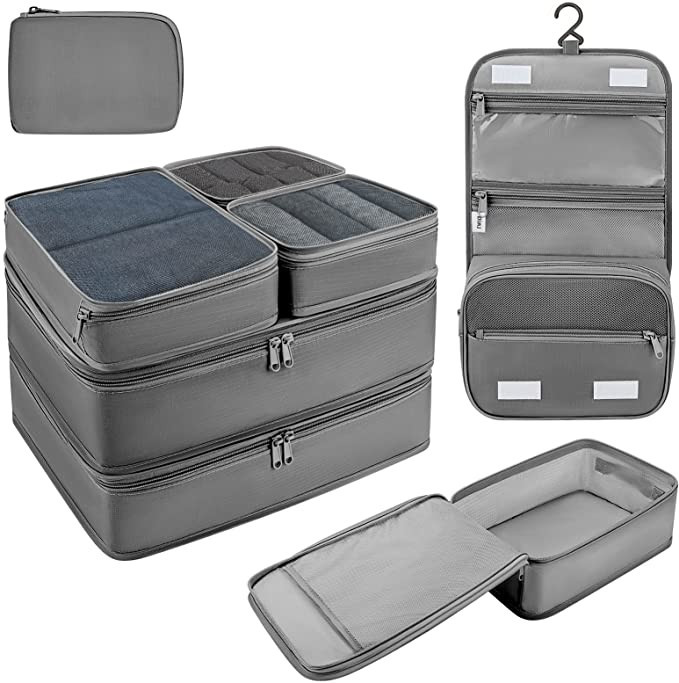 DIMJ 8 piece garment bags, upgraded suitcases luggage storage bags organizer for dry clothes, sho... | Amazon (US)