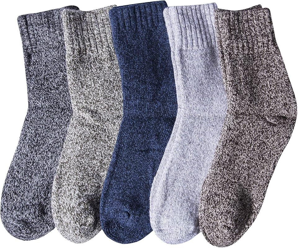 Loritta 5 Pairs Womens Wool Socks Thick Knit Vintage Winter Warm Cozy Crew Socks Gifts | Amazon (US)