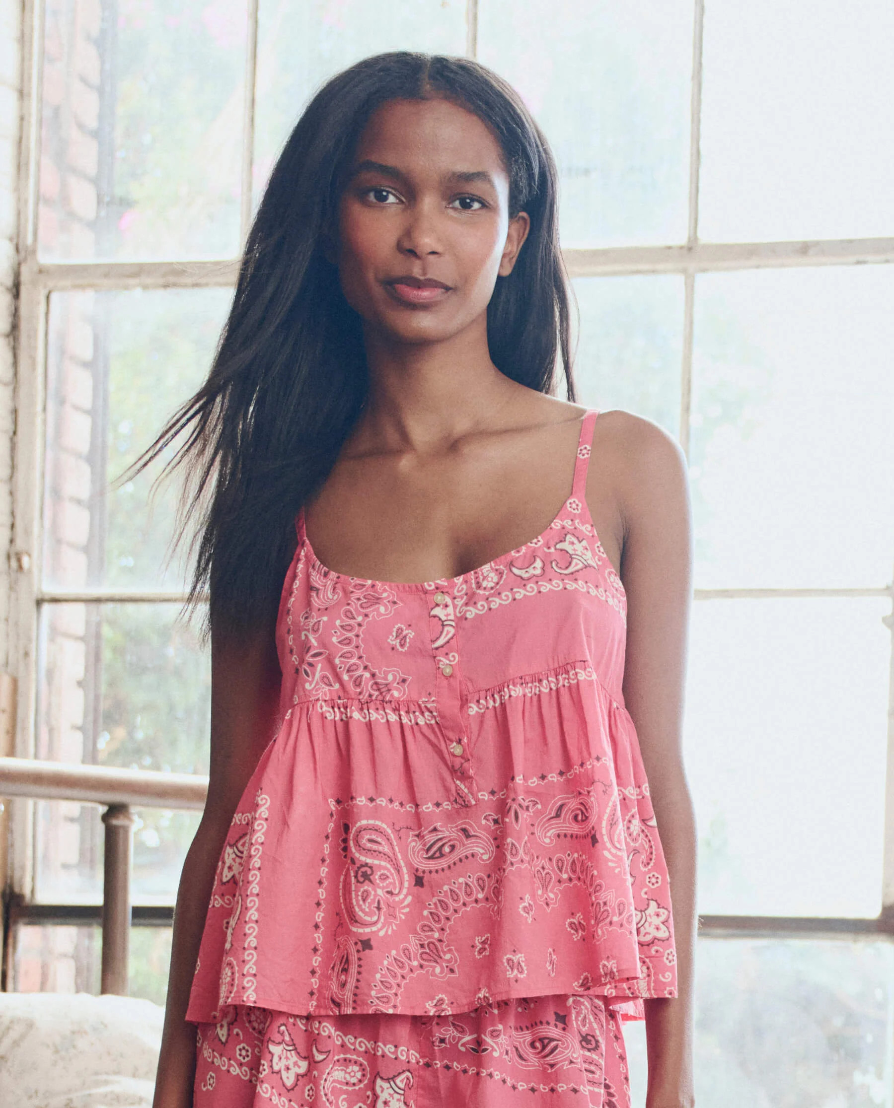 The Nighttime Cami. -- Pink Bandana Patchwork | THE GREAT.