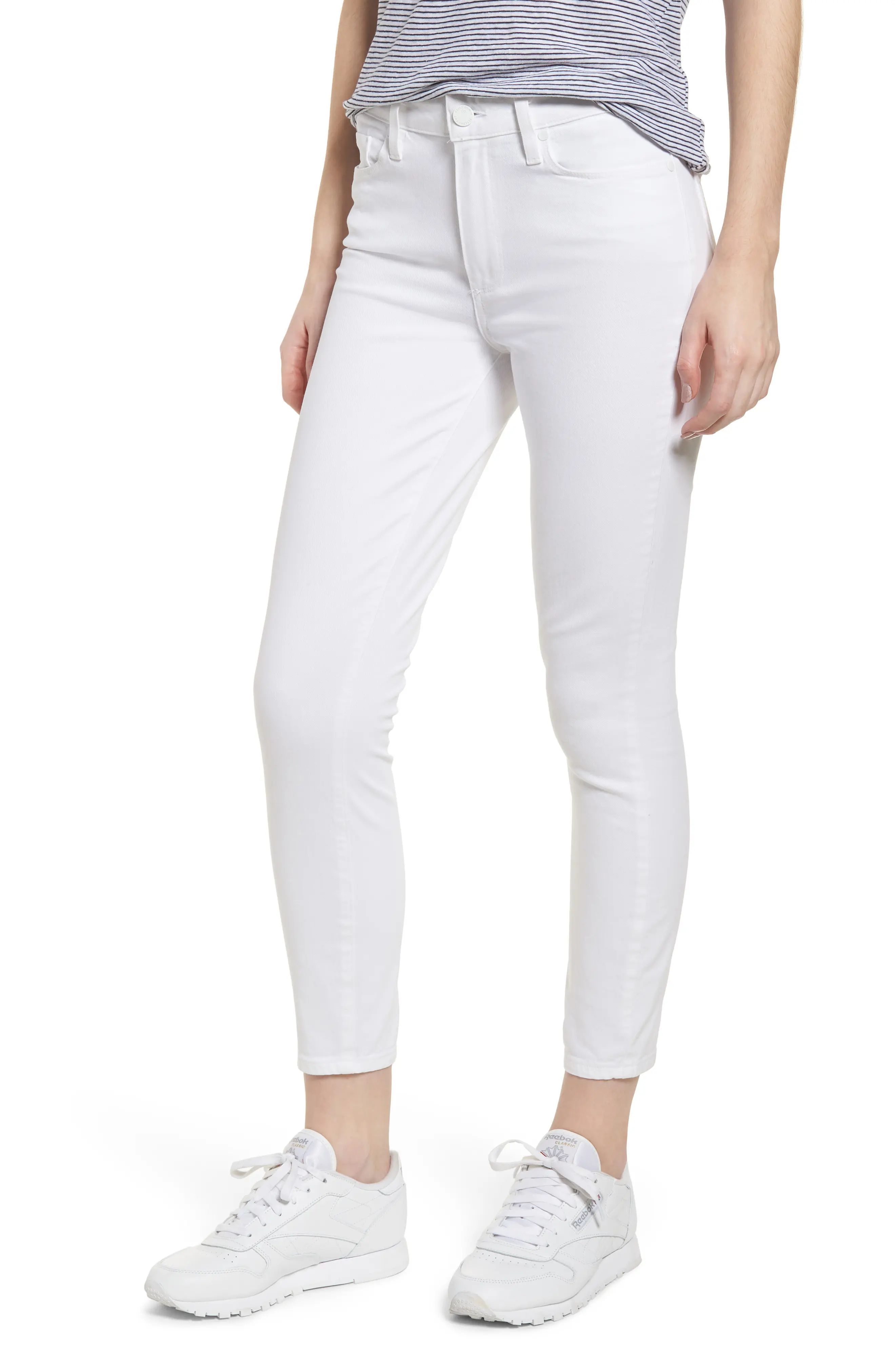 Women's Paige Hoxton High Waist Crop Skinny Jeans, Size 24 - White | Nordstrom