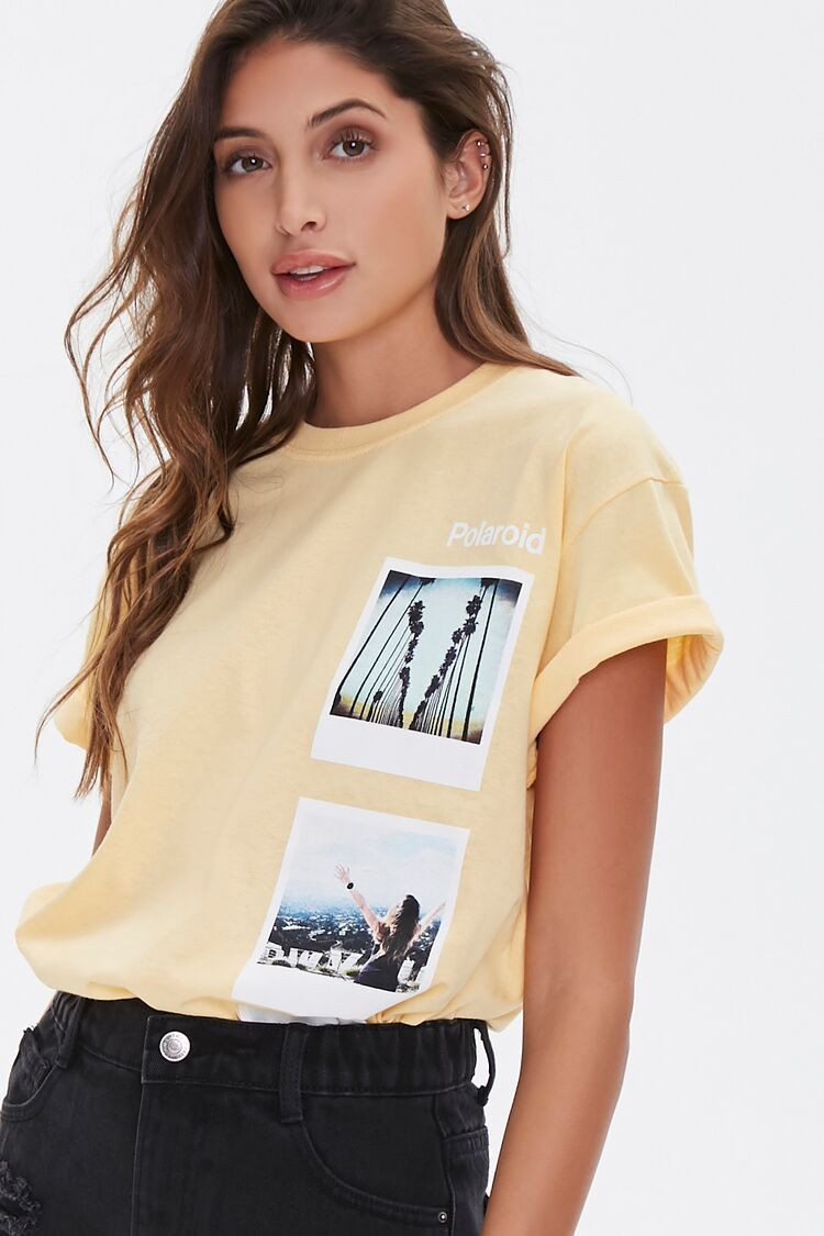 Polaroid Graphic Tee in Yellow, Size M/L | Forever 21 (US)