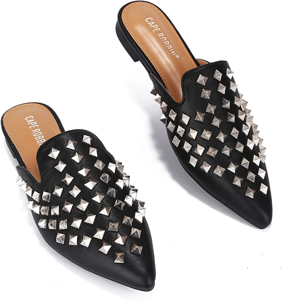 Amazon.com | Cape Robbin Enny Flat Sandals Slides for Women, Womens Mules Slip On Shoes - Black S... | Amazon (US)