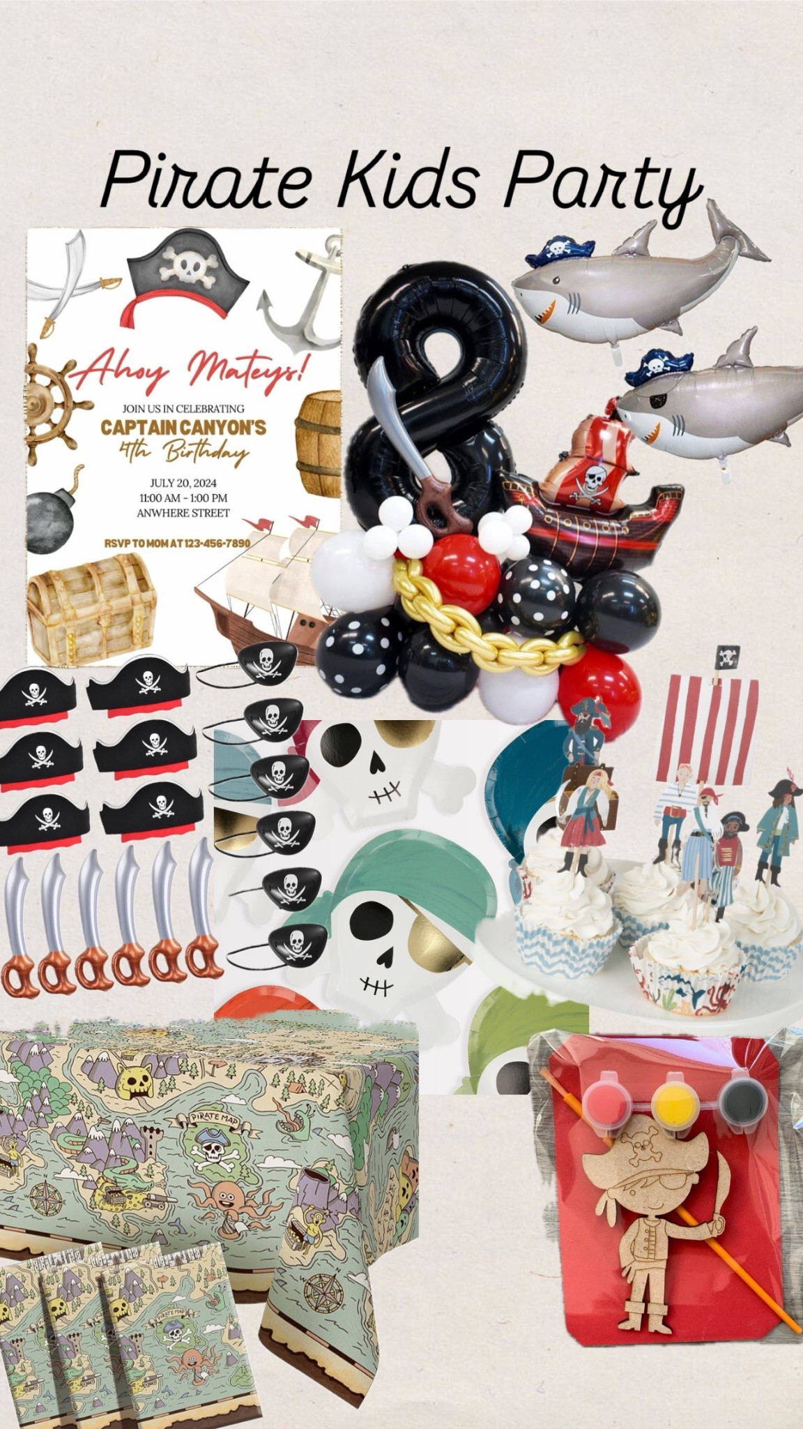 Kids pirate party
Toddler boy birthday
Pirate hats
Invitations
Balloons
Party decor

#LTKKids #LTKFindsUnder50 #LTKParties