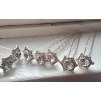 Craftbuddyus Crhp5 12Pcs 15mm Crystal Rose Hexagon Rhinestone Diamante Hair Pins | Etsy (US)