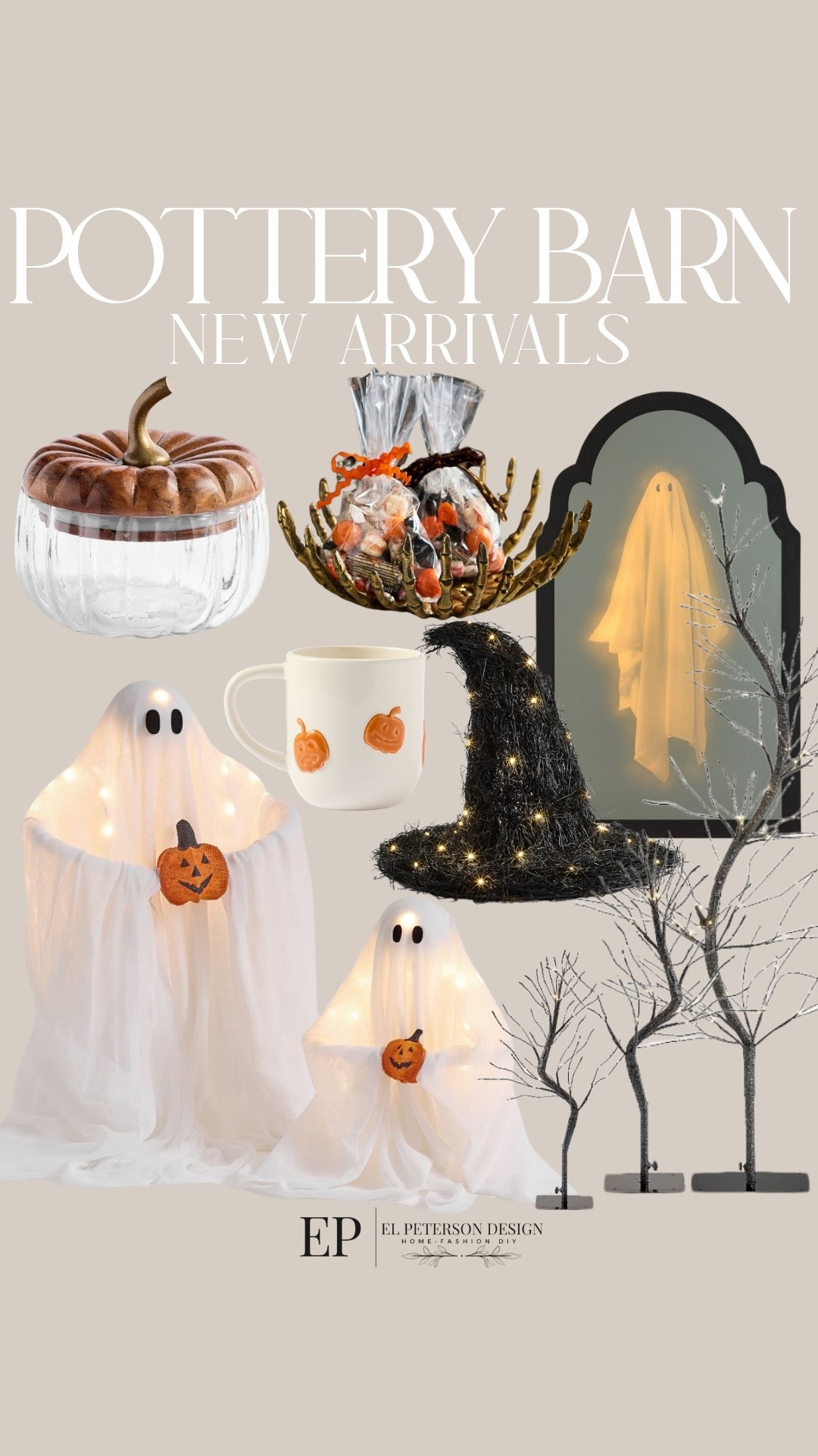 Pottery Barn
New Halloween Arrivals
Ghosts
Twinkling trees
Witches
Hat
Ghost mirror
Mug
Candy hat
Goblet