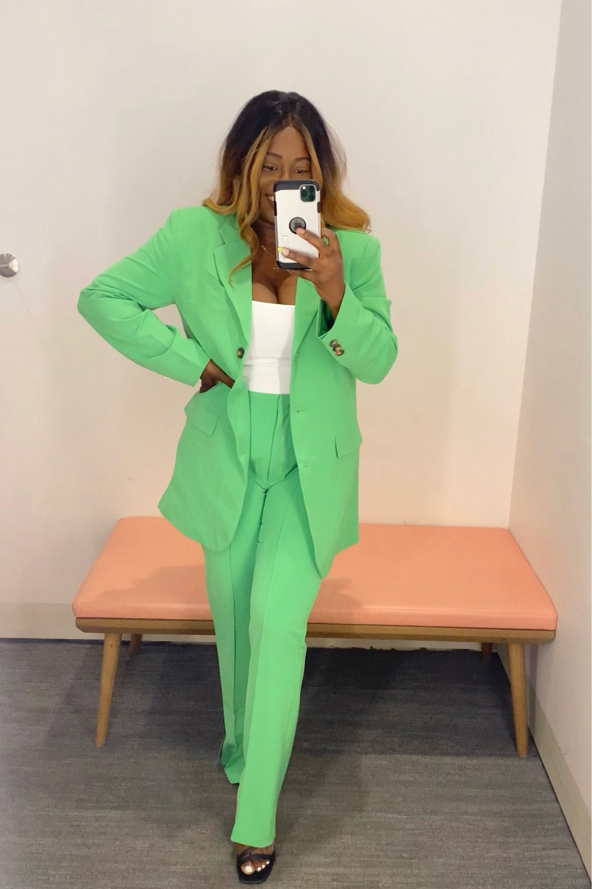 Green suit , Nordstrom anniversary sale , nsale, green suit , vented pants, top shop , belted blazer , green blazer, green pants , straight leg , split hem 

#LTKunder100 #LTKxNSale #LTKstyletip