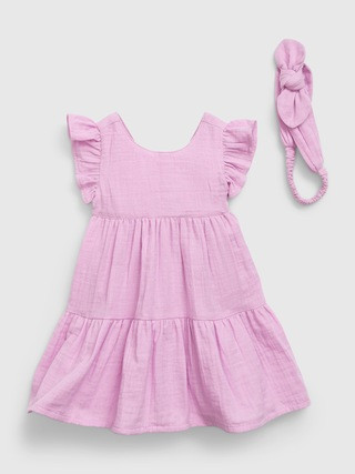 Baby Crinkle Gauze Tiered Dress Set | Gap (US)
